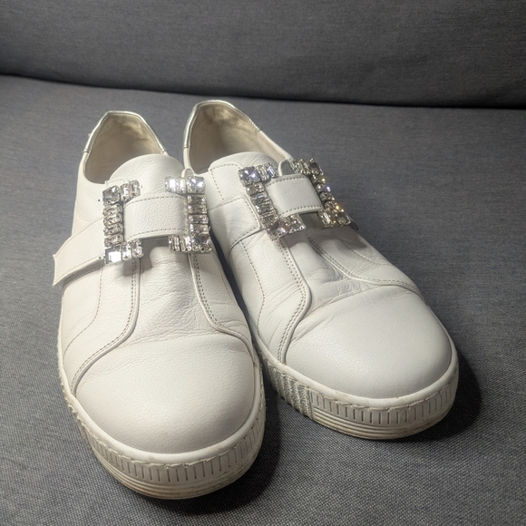 Gabor White Leather Sneakers with Crystal Buckles – Sparkling Detail Size 8.5 - Picture 10 of 10